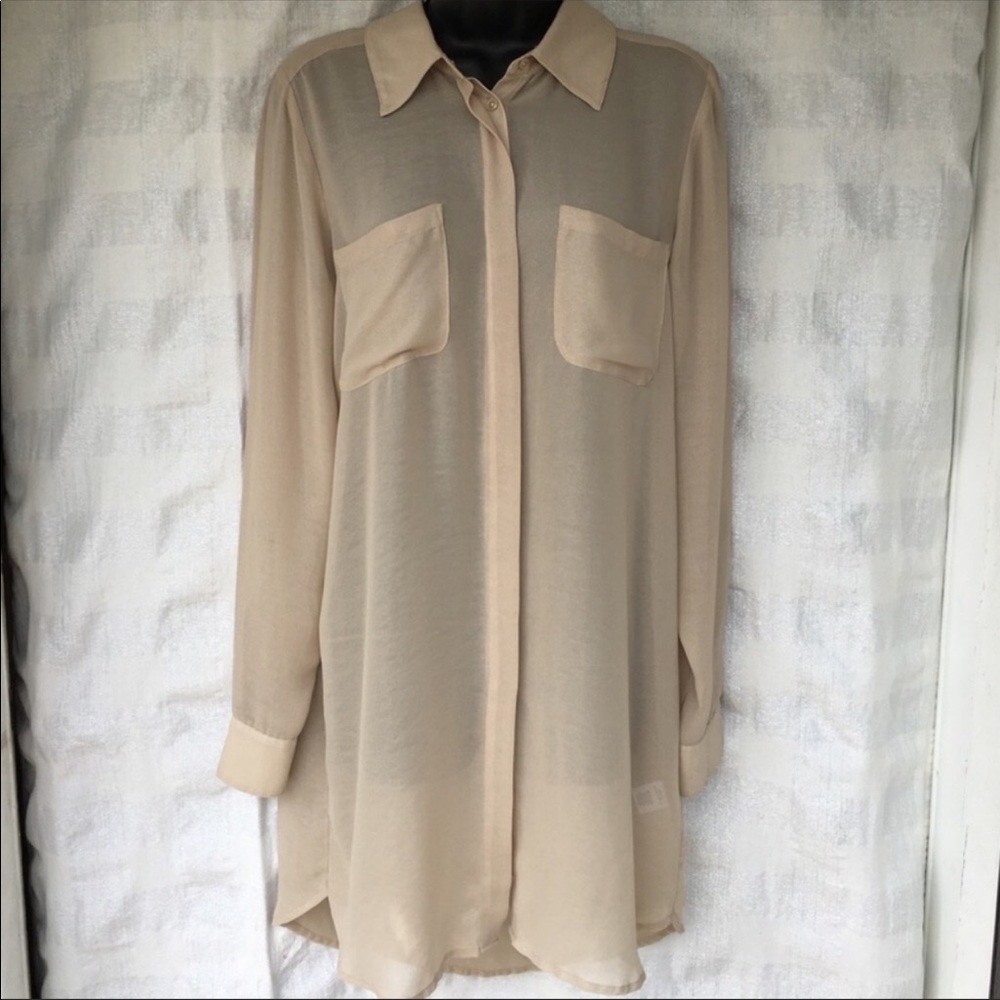 Haute Hippie tan/gold button down tunic size med